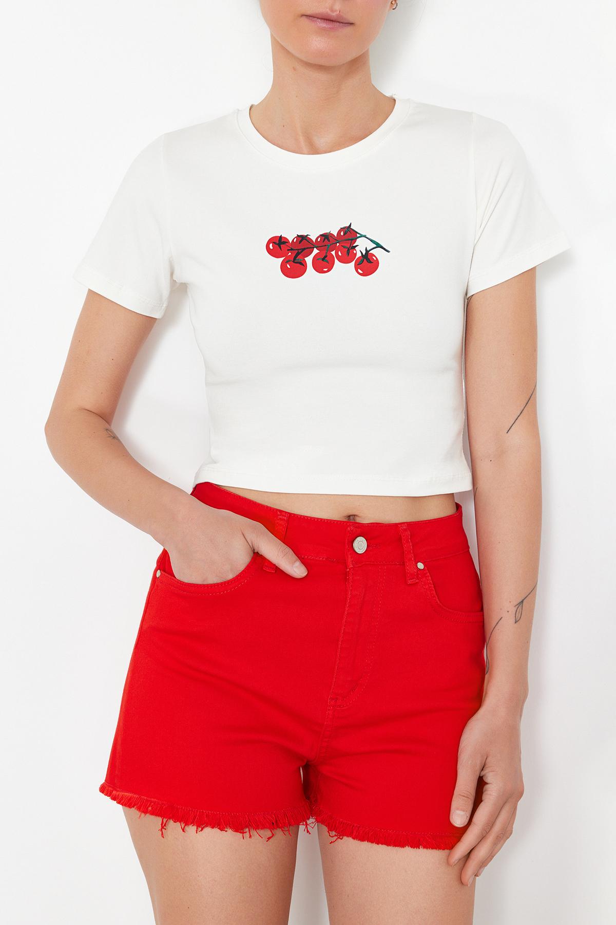 

Women s Fashion New T-Shirt White Regular Knitted T-Shirt