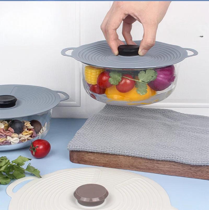 1pcs Silicone Lids Set with Double Handle Pot Lid Heat-Resistant Microwave Splatterproof Cover Reusable for Bowls Plates Pans
