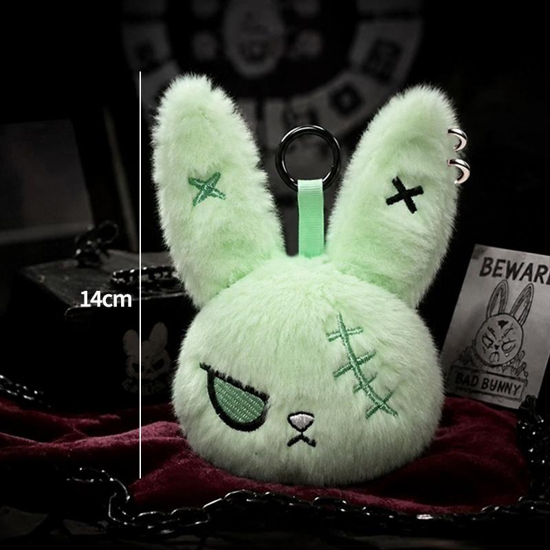 Portachiavi Peluche Coniglio Gotico di Halloween Accessori Fascino per Borsa Animale di Peluche Coniglio Portachiavi Bambola Coniglio Horror Ciondolo per Cellulare