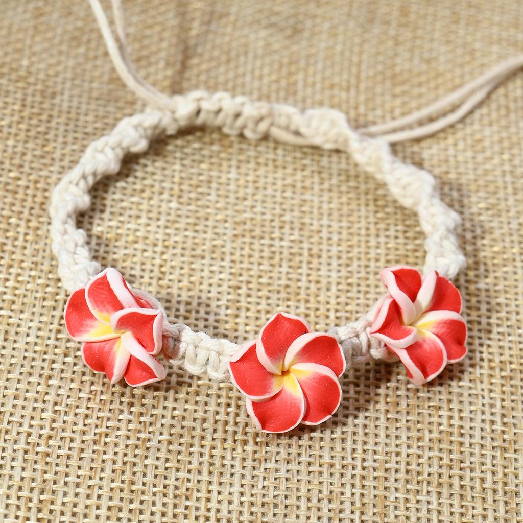 Soft Pottery Egg Flower Shell Hand-woven Necklace Bracelet Anklet Set Pink Beach Wind 18 Hours Delivery