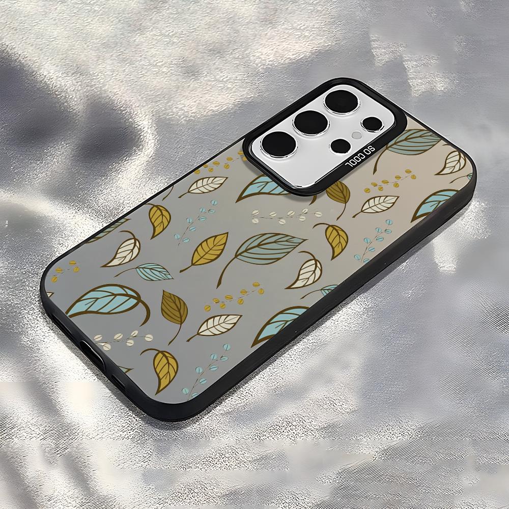 Luxury Leafs Phone Case For Samsung Galaxy S25 Edge S24 S23 S22 S21 S20 Ultra Funda Silicone Silver Cover