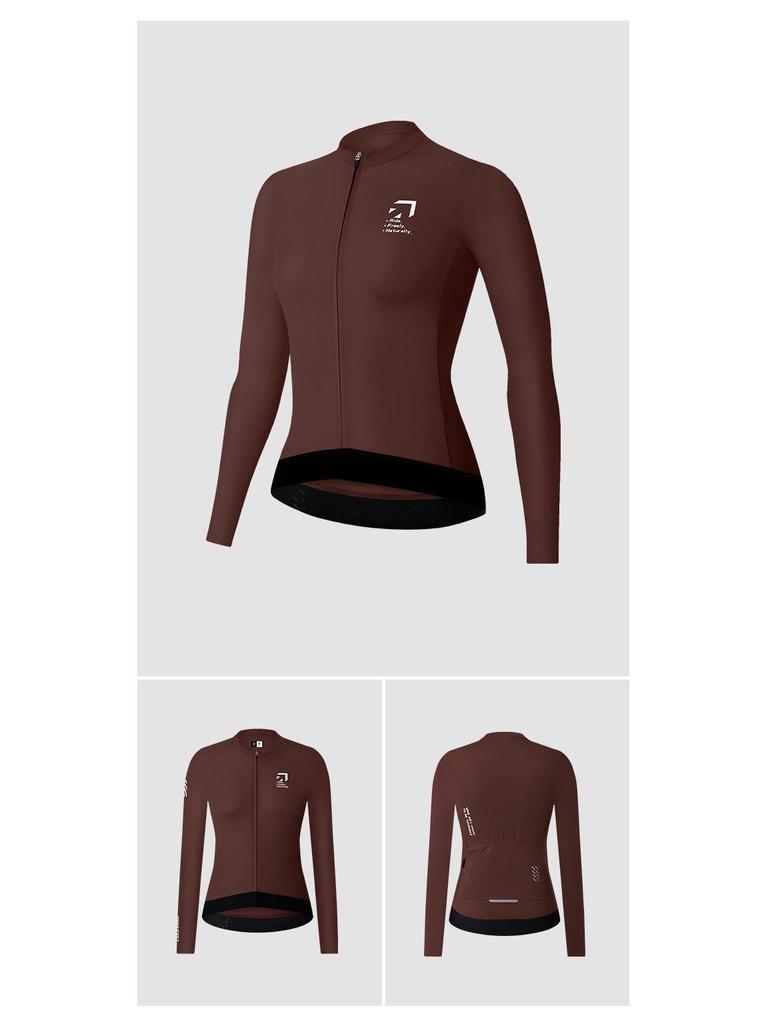 NUCKILY Women's Long Sleeve Cycling Jersey - Breathable, Sweat-Wicking, Tight-Fit Road Bike Top for Spring and Autumn.