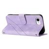 For iPhone 16e Case Imprinted Line Leather Phone Cover with Handy Strap