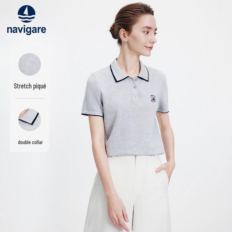 

Navigare Women s Contrast Double Collar Knit Polo Shirt L