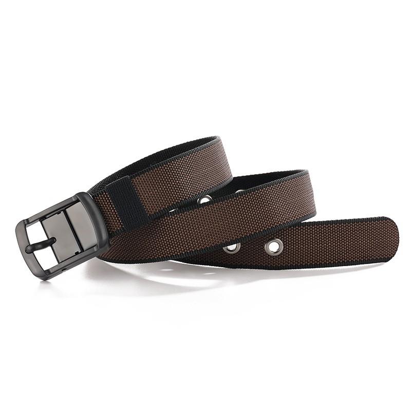Reversible Dual-Color Nylon Belt With Rotating Pin Buckle Unisex Casual Waistband Jeans Pants
