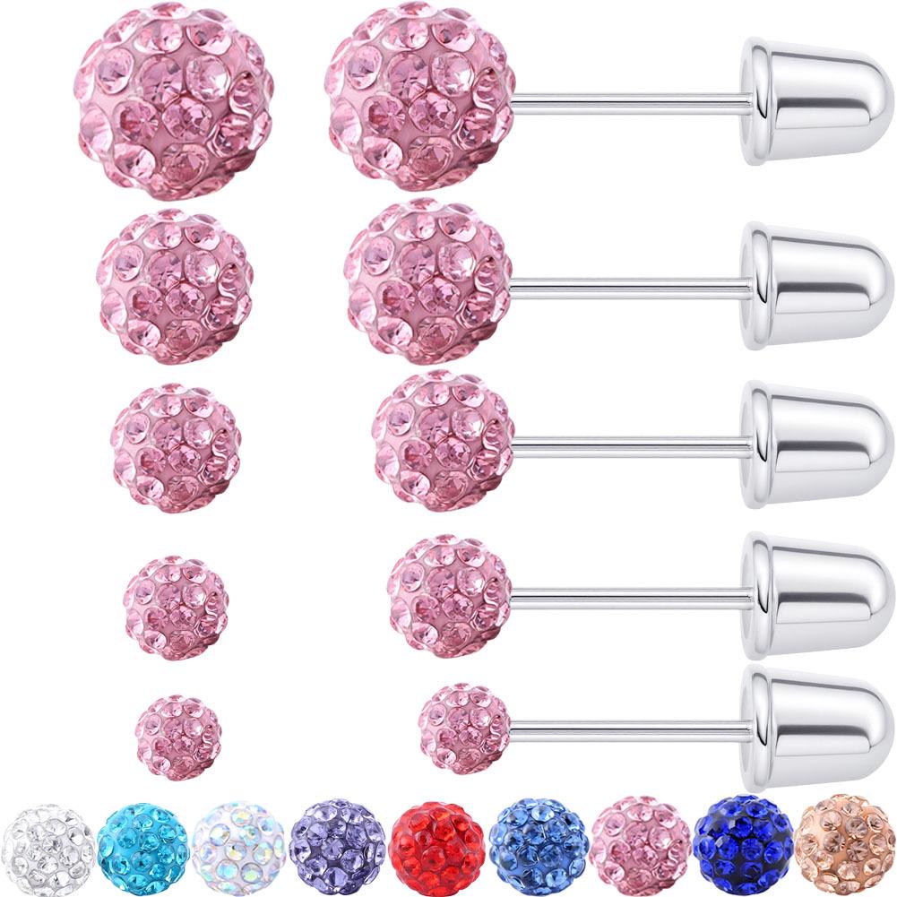 European Fashion Titanium Steel Diamond Ball Cartilage Earrings