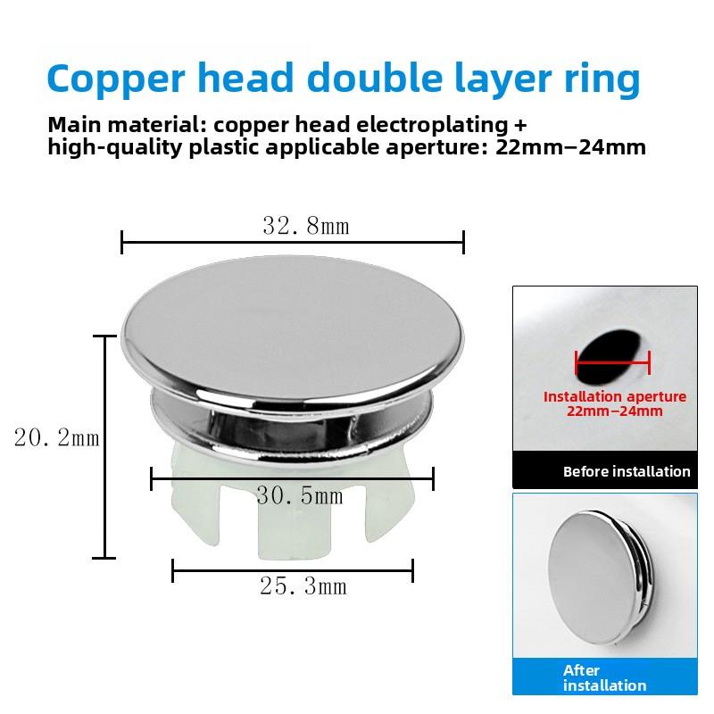 1pcs Dresser Sink Overflow Cover Ceramic Bathroom Container Kitchen Basin Decorative Round Insert Hole Silver ABS Plastic 30MM