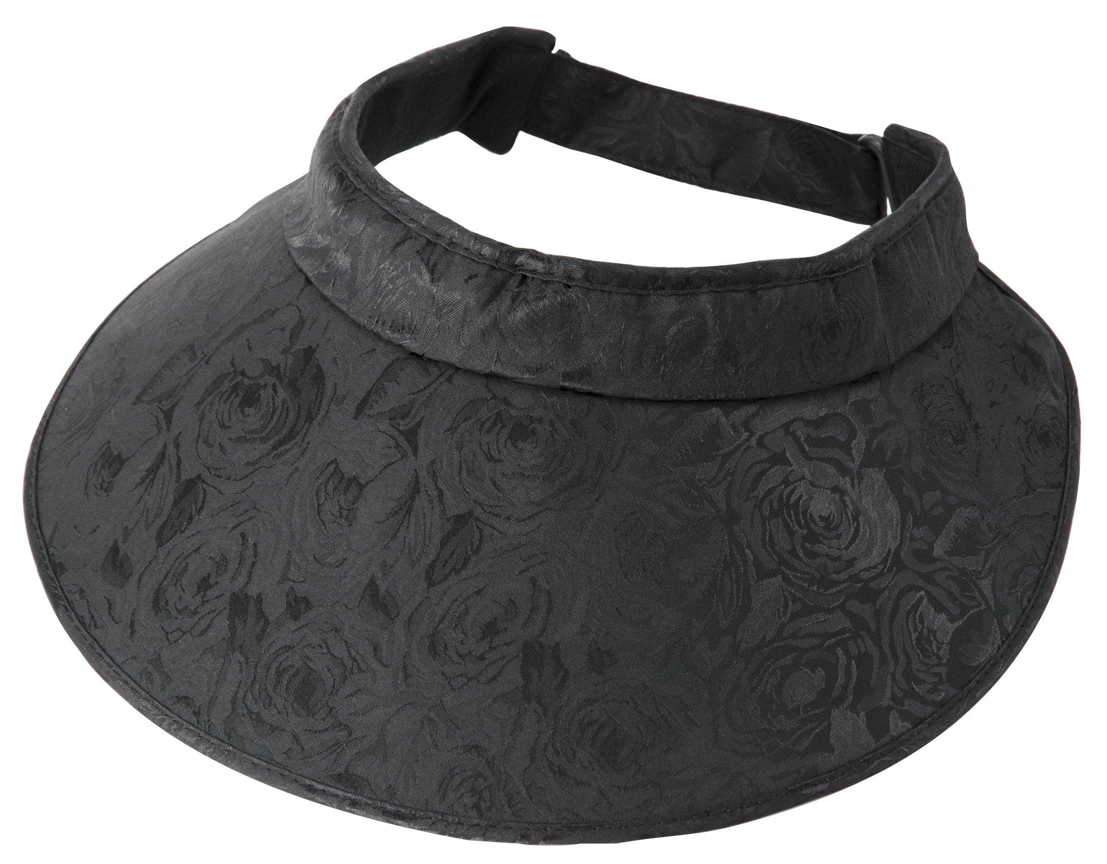 

Large brim sun visor with rose The wide brim protects your ears from UV [Onta well] pattern. rays.