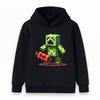 Kids Boys Girls Pullover Hoodie, Funny Pixel Green Game Creeper Hold TNT Print Casual Long Sleeve Hooded Sweatshirt for Children Youth