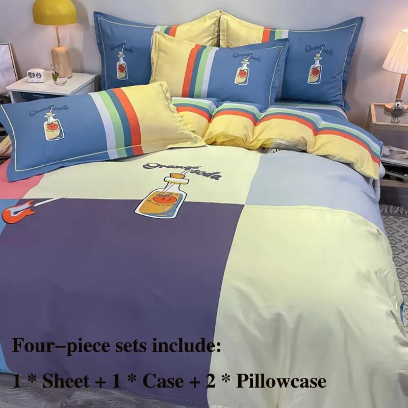 Čtyřdílné ložní prádlo z čisté bavlny Lehký luxus Vysoká kvalita Povlak na polštář Jednolůžko 1,5 metru 1,8 metru Ložní prádlo