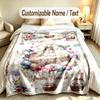 Easter Bunny Theme Soft Blanket Personalized Custom Name Text Print Warm Blanket Home Sofa Bedroom Decor