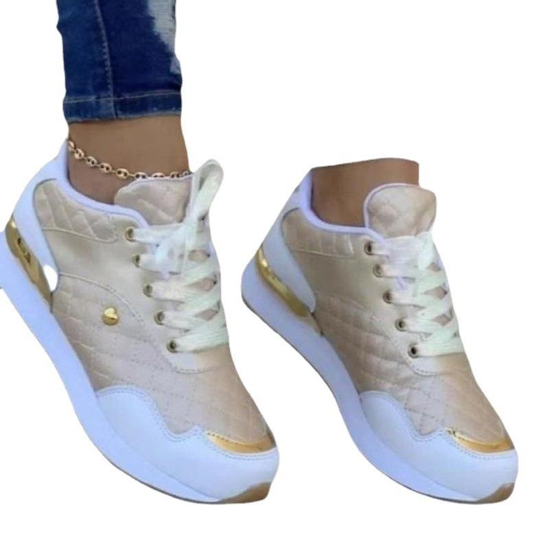 New Large-size Sneakers, New Lace-up Plaid Lace-up Platform Shoes In Autumn and Winter