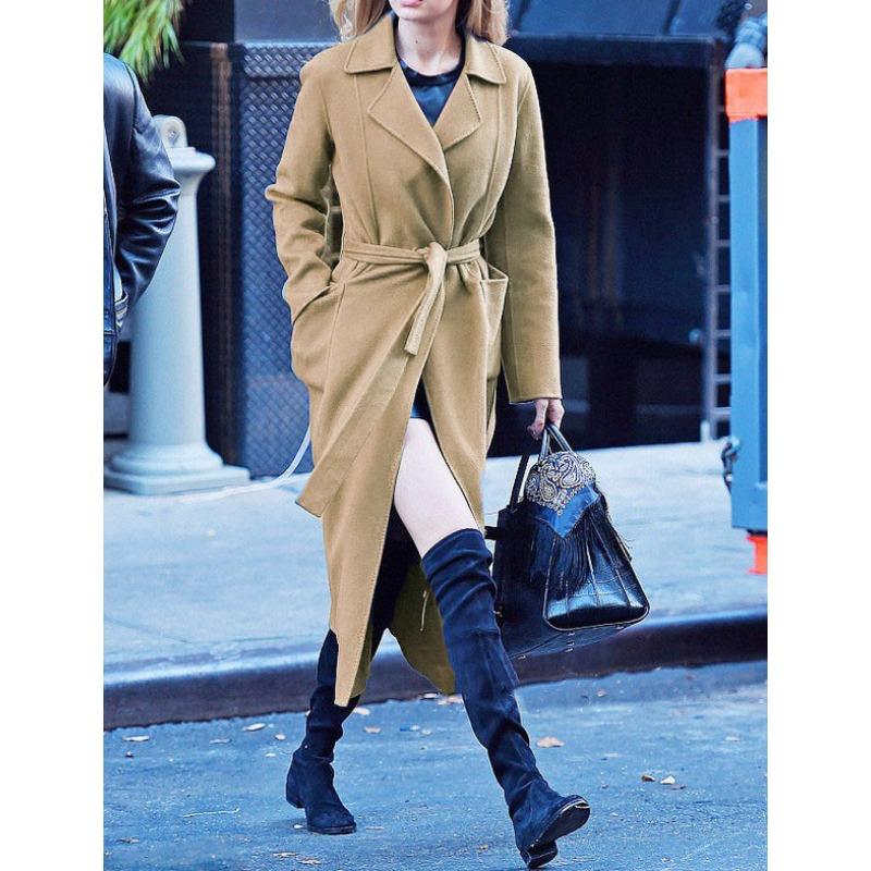 

Autumn and winter woolen women s coat long large size Nizi coat wish S хаки