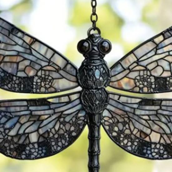 Dragonfly Acrylic Suncatcher Stained Glass Effect Bohemian Window Hanging Ornament for Indoor Outdoor Garden Decor Gifts for Mom Women