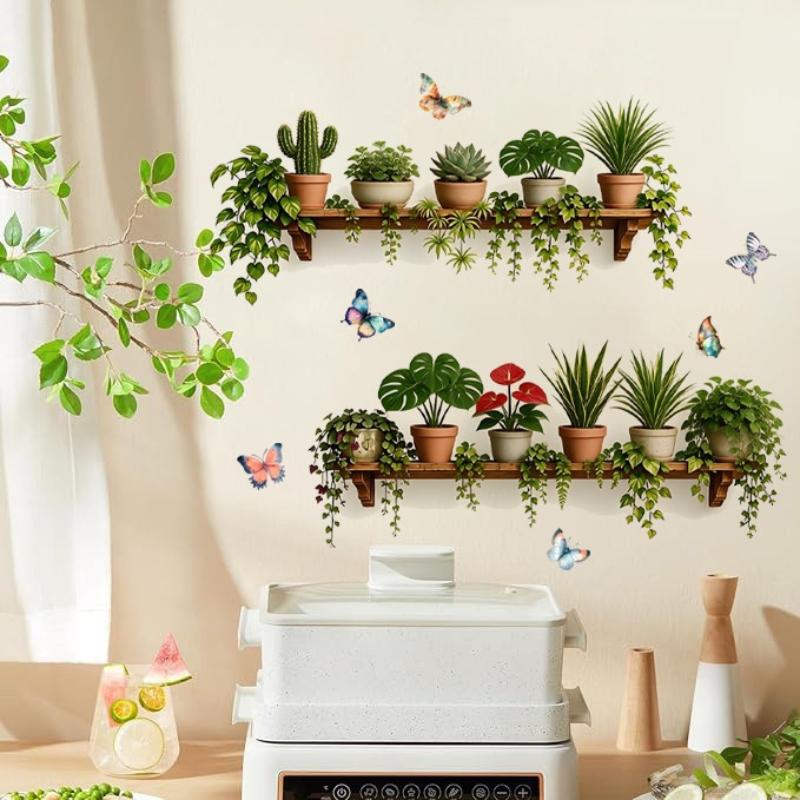 Creative Wall Stickers Potted Plant Decals Self-Adhesive Removable Wall Mural Diy Wall Art Home Decoration Accessories