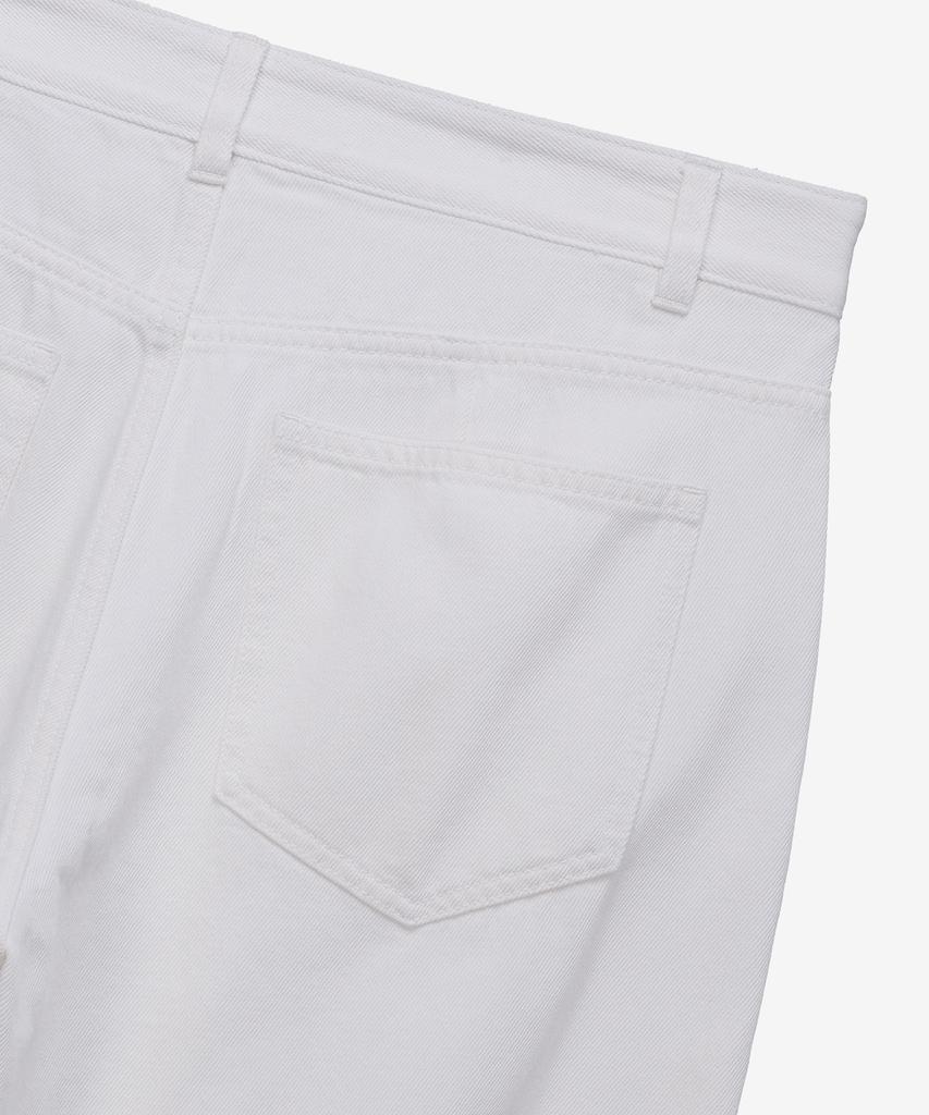 Mind Bridge [Couture] 9Oz Wide One-Pleat White Denim Pants