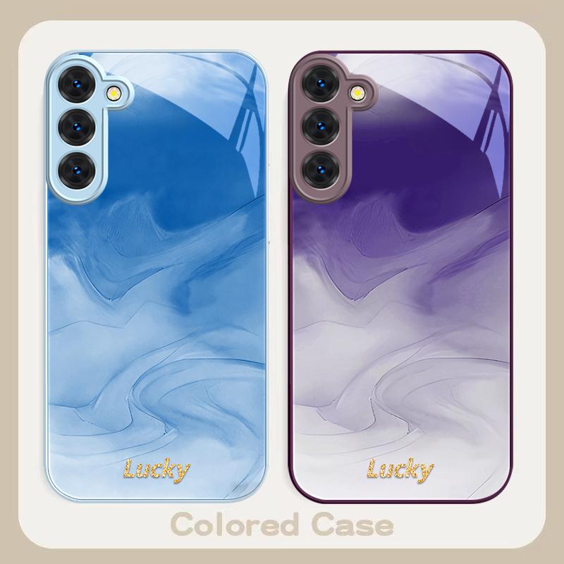 Ink wash connotation blue For Samsung S26 S22 S8 9 10 S20 Ultra S21 Pro S22 Plus S23 FE S24 Ultra S25 Edge S24+ Glass Phone Case