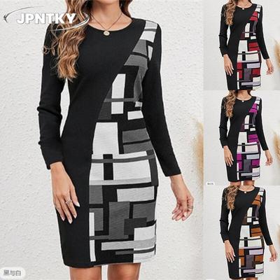 JPNTKY Fashion Autumn Winter Long Sleeve O-Neck Casual Dresses