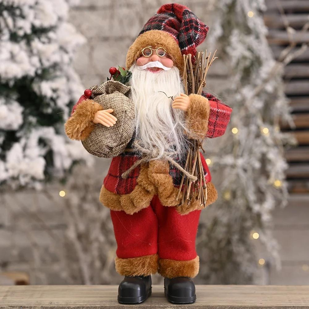 Welcome Sign In Home Decor Outside  Christmas Ornament Standing Posture Santa Claus Doll Creative Christmas Backpack Oldman Doll