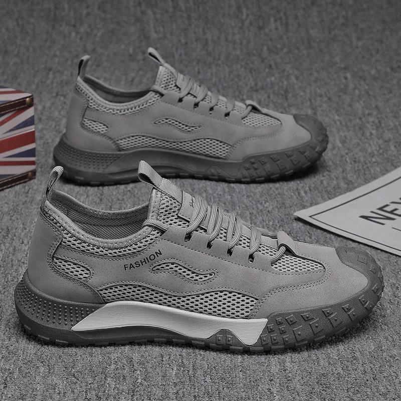 Labor Insurance Shoes Men's Shoes Summer Breathable Mesh Hollow Mesh Shoes Sports Shoes Non-slip and Wear-resistant Casual Outdoor Work Board Shoes