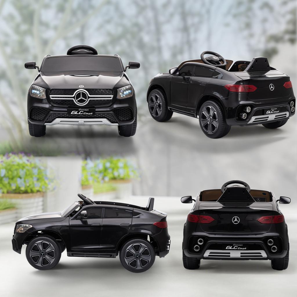 Elektroauto für Kinder, 12V Kinderauto mit Fernbedienung, LED-Lichter, Musik, 3 Geschwindigkeiten, 3-6 Jahre, Schwarz