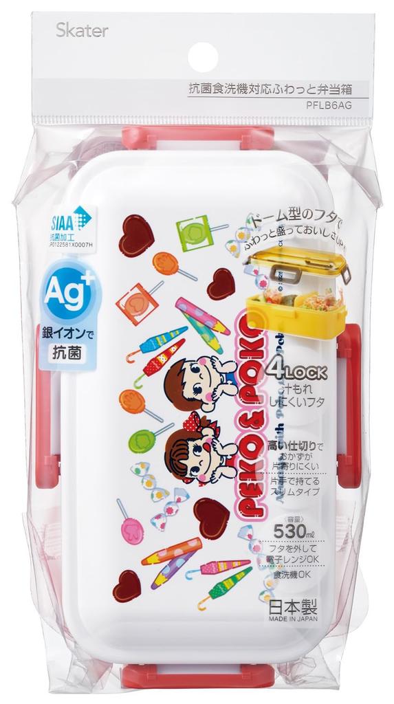 Skater Bento Single Made in with a Lock for Dishwasher and Microwave Candy Box, 530ml, Tier, Japan, 4-Point Leak-Resistant Storage, Safe, Peko-chan