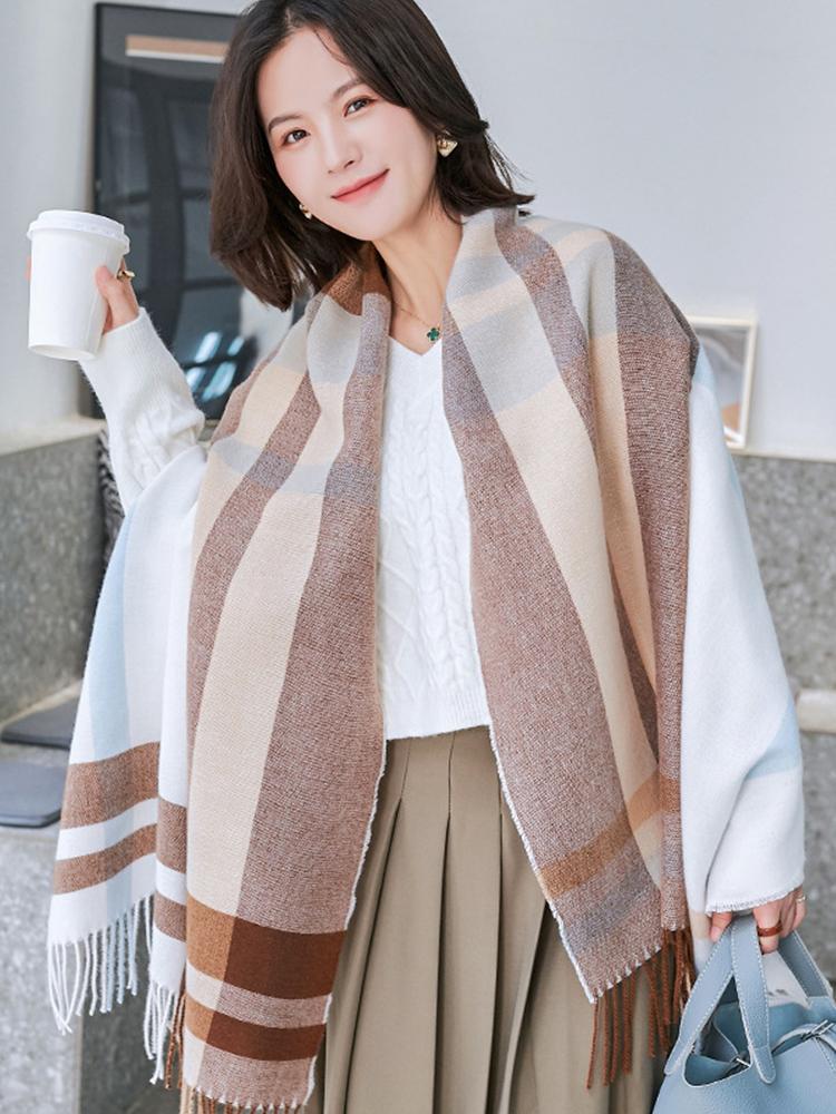 Free Women Scarf Winter Plaid Fringed Scarve Ladies Pashmina Mujer Femme Foulard Bufanda Echarpe Hiver Long Wrap Shawl
