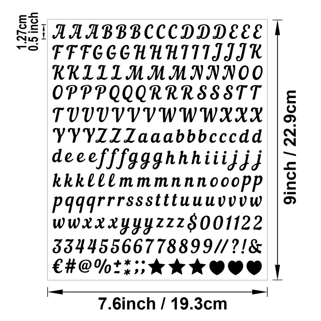 5 Sheets 0.5 Inch Art Letter Number Sticker Removable Handwritten Stationery Sticker Crafts Gifts DIY Diary Name Letter Stickers