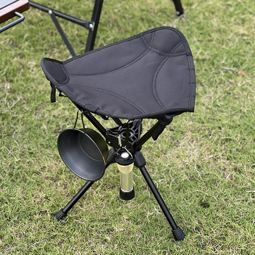 Outdoor Swivel Folding Stool Fishing Chair  Aluminum Alloy Portable Camping Chair with Storage Bag Outdoor Equipment
