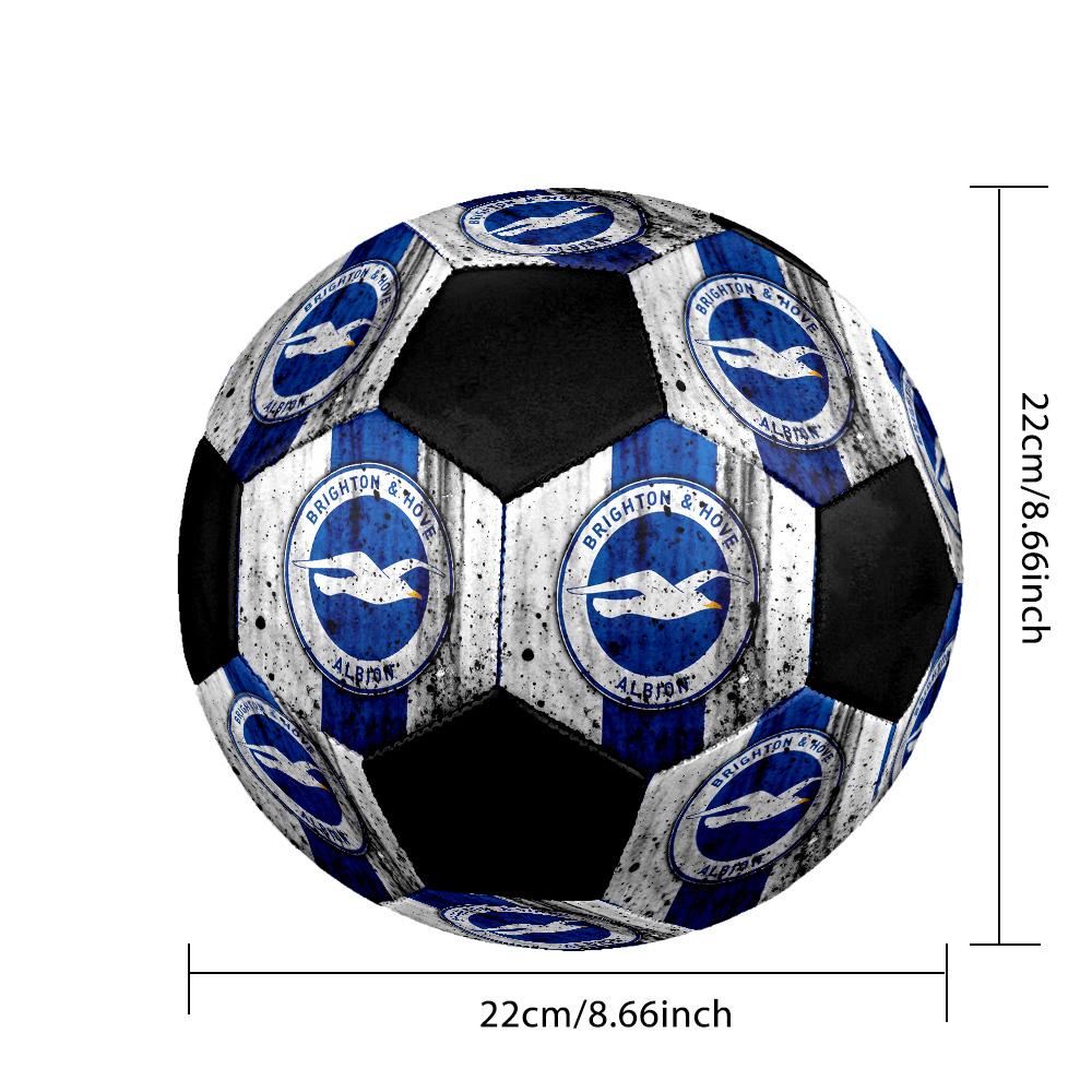 Pallone da Calcio Brighton & Hove Albion Colorato Per Tutte le Età Cucito a Macchina PVC Pronto per la Competizione Resistente Alto Rimbalzo.TAGLIA5