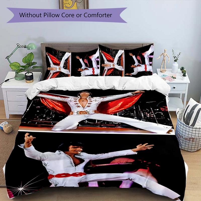 Elvis 3pcs Bedding Set Duvet Cover Closure Includes 1 Duvet Cover & 2 Pillowcases for All Seasons Bedroom Home Dorm Decor