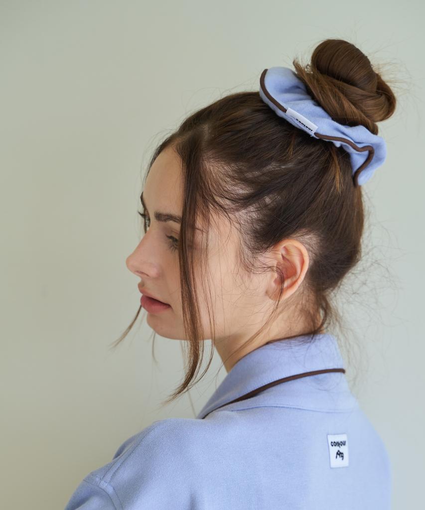 Contoursong Blue Piping Terry Hair Scrunchie