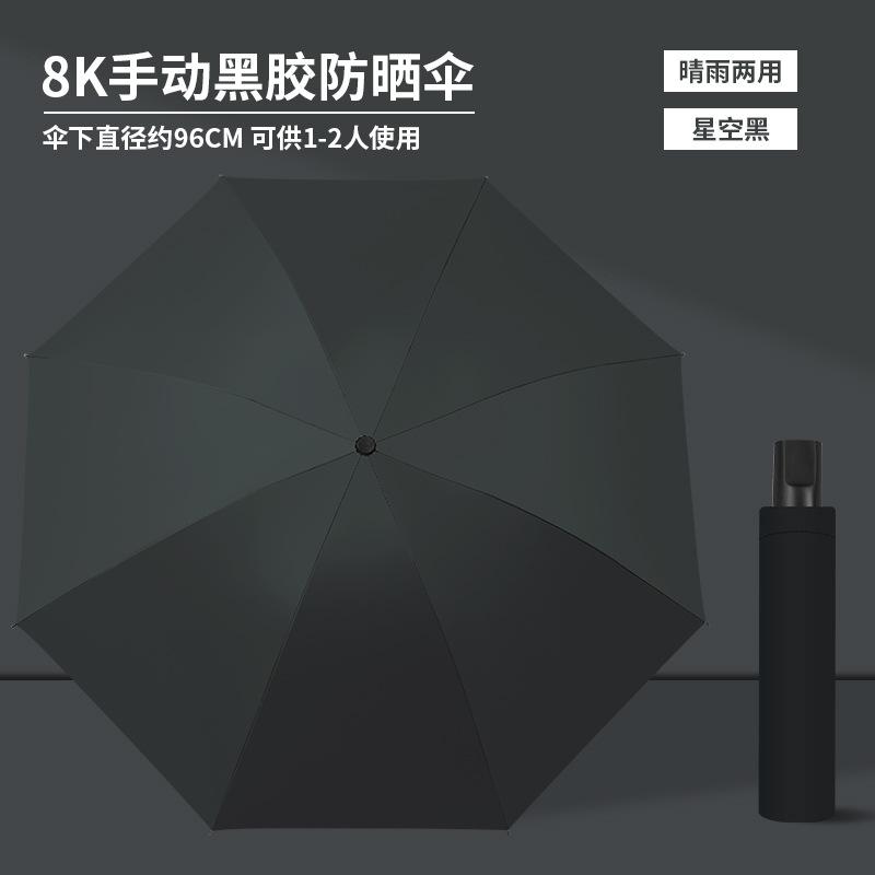 Manual Umbrella, Folding Umbrella, Thickened and Reinforced Weather and Rain Dual-purpose Women's Sunscreen Umbrella, UV-proof Sun Umbrella, Portable