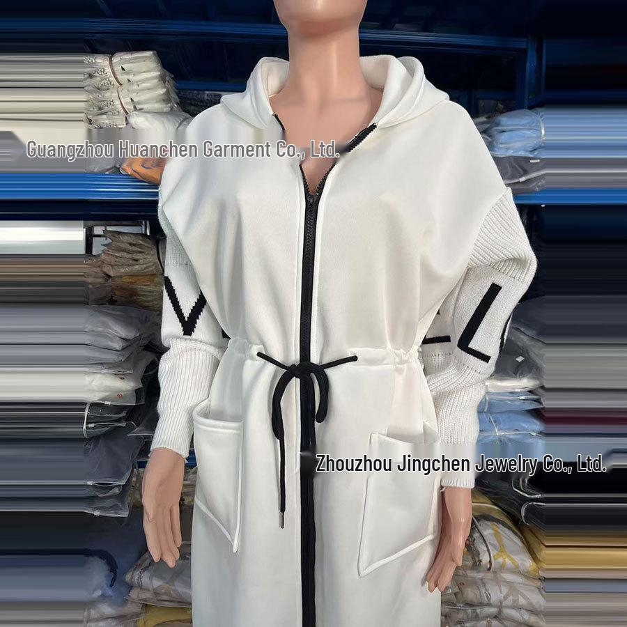2024 Autumn/Winter European & American Women's Casual Hooded Spliced Coat