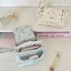 Cute Snap Button Cosmetic Bag Layered Soft Storage Bag Floral Vintage Organizer Pouch Gift