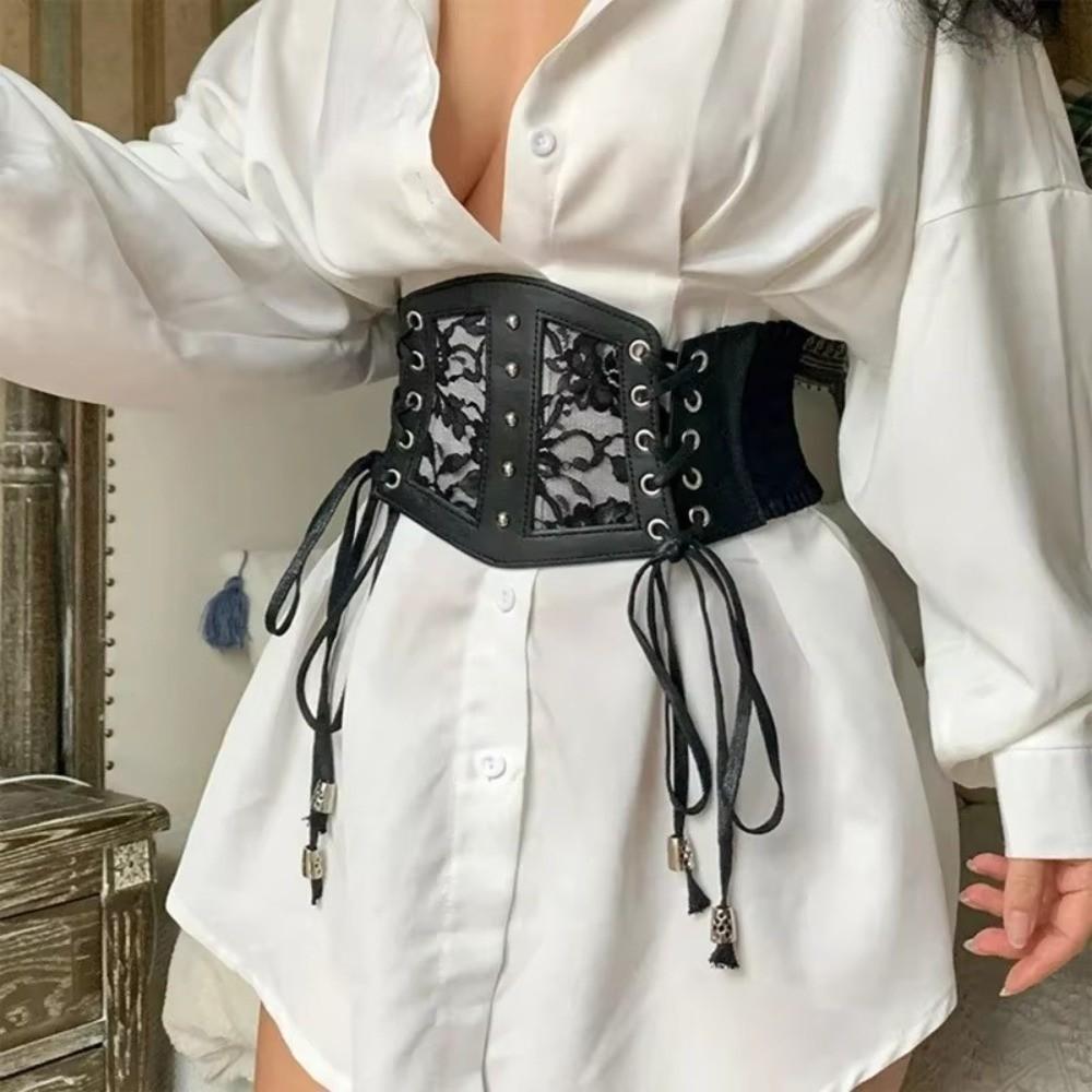 Retro Style Lace Belts Tie Rope Corset Belts Punk Fashion Girdle Belts  Women