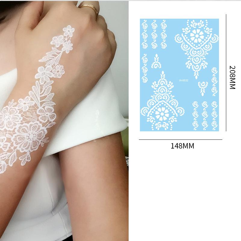 White, Lace Tattoo Sticker, 3D, Waterproof, Henna Tattoo, Arab Bride Wedding Decoration, Holiday Party Accessories