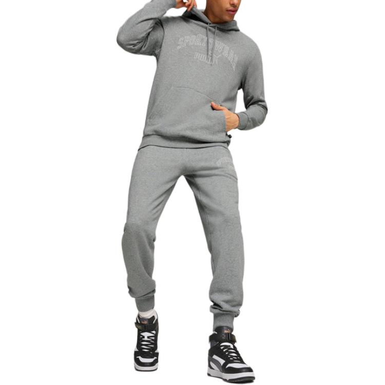 Puma Comfortable Simple Skin-Friendly Printed Hoodie Men Hoodies Gray 682504-03