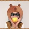 Plush 3D Capybara Hat for Family Gathering Kids Adult Lovely Cartoon Animal Plush Hat Breathable Festival Party Headgear