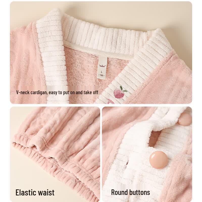 Langsang Women's Winter Flannel Pajama Set