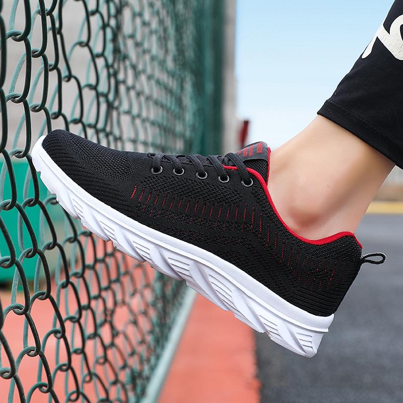 Недорогая студенческая сетчатая обувь мужская весенняя дышащая мужская обувь мужская повседневная спортивная обувь с сеткой для туризма 38 красныйчёрный 1689₽