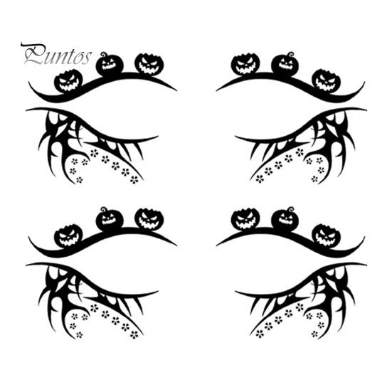 Cosmetic Transfers for Adults 2 Pairs Halloween Eye Tattoo Stickers, Waterproof Temporary Face Decals with Ghostly Decorations Pumpkin Bat Spider Web,