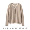 Women's Color Block Cashmere Sweater - 2025 Autumn/Winter Collection - Half-Open Round Neck Pullover