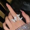 Light luxury fashion high sense pearl zircon copper ring women's design sense retro personality open index finger ring simple