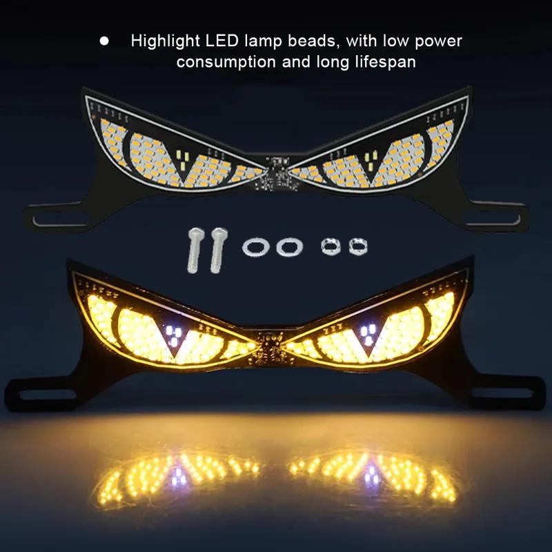 Motorcycle LED Decorative Eye Lights License Plate Snake Eye Rear Tail Light Strobe Flashing for Motorcycle Modified Accessory
