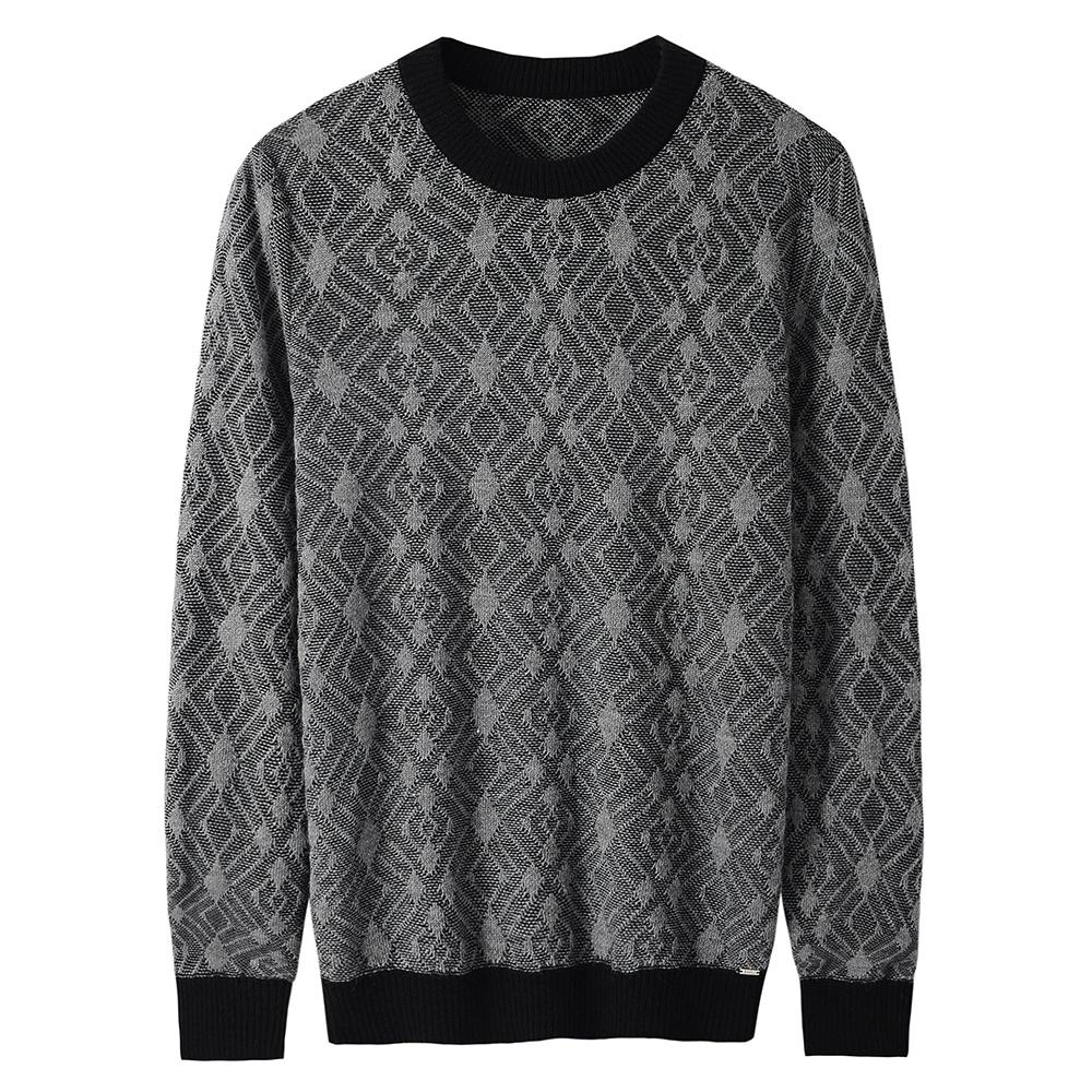 Jersey de manga larga con cuello redondo y diamantes vintage para hombre