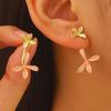 Sweet Elegant Minimalist 3D Gardenia Flower Stud Earrings Color Enamel Fresh Forest Style Spring Summer Women Jewelry