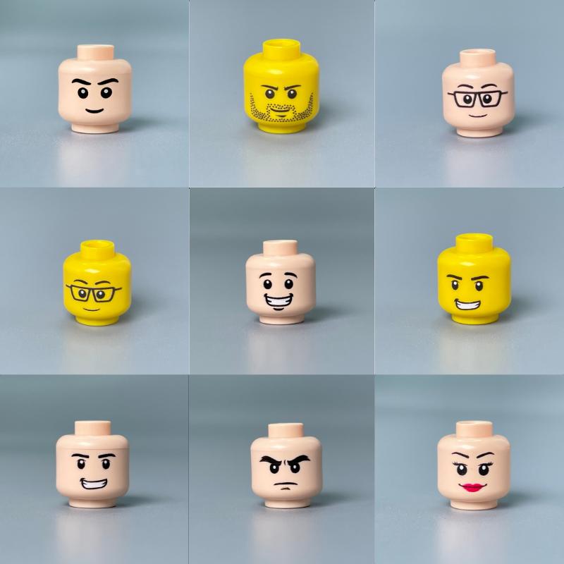 

Non-Toxic Moc Bricks Printed Head Face Expression 4Cm Action Figure Body Part Diy Educational Building Blocks Toys For Children Gift