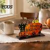 Solid Wood Holiday Table Decor Halloween Wooden Tabletop Ornaments, Freestanding Letter Signs, Decorative Centerpiece Theme Decorations with