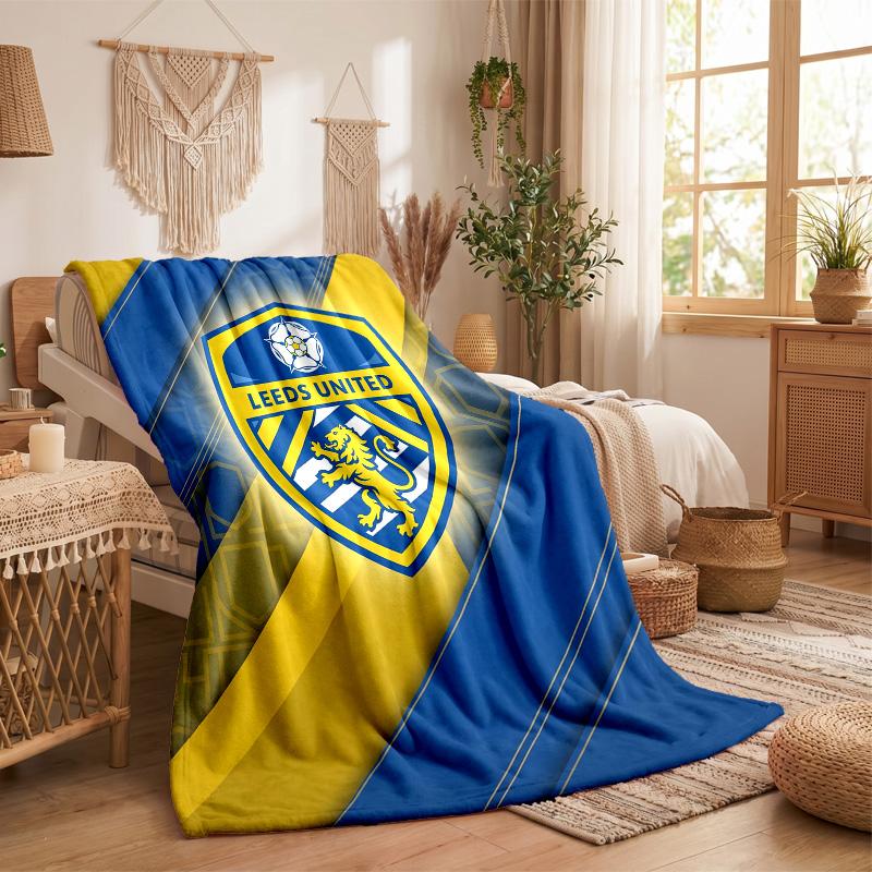 Leeds United Theme Fleece Blanket Cozy Soft Plush Blanket For Bedroom Couch Travel